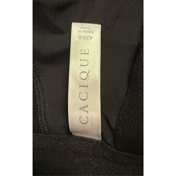 Cacique Unlined Balconette Bra 42DD Black Sheer Embroidered Hearts - Picture 10 of 12